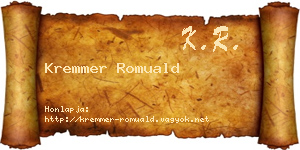 Kremmer Romuald névjegykártya